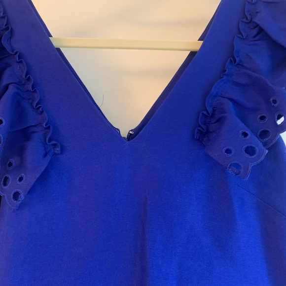 J.Crew Collection cobalt blue linen mini dress with ruffle sleeves - Picture 5 of 8